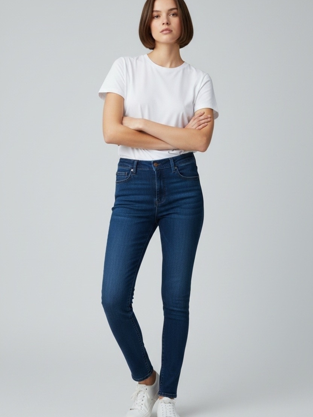 Madewell High Rise Skinny Stretch Denim Jeans Dark Blue Size 35